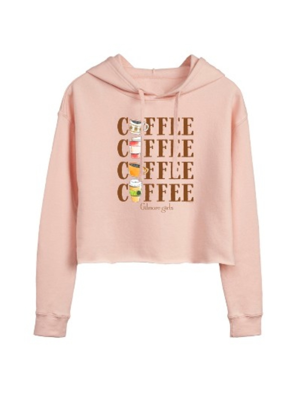 Gilmore Girls Pink Cropped 'Coffee' Graphic Hoodie